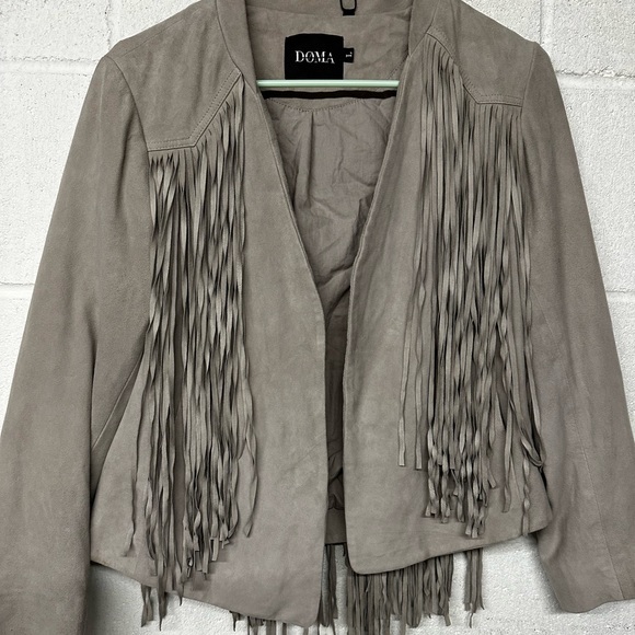 *new* DOMA Genuine Goat Suede Fringed Jacket LARGE - Picture 3 of 6